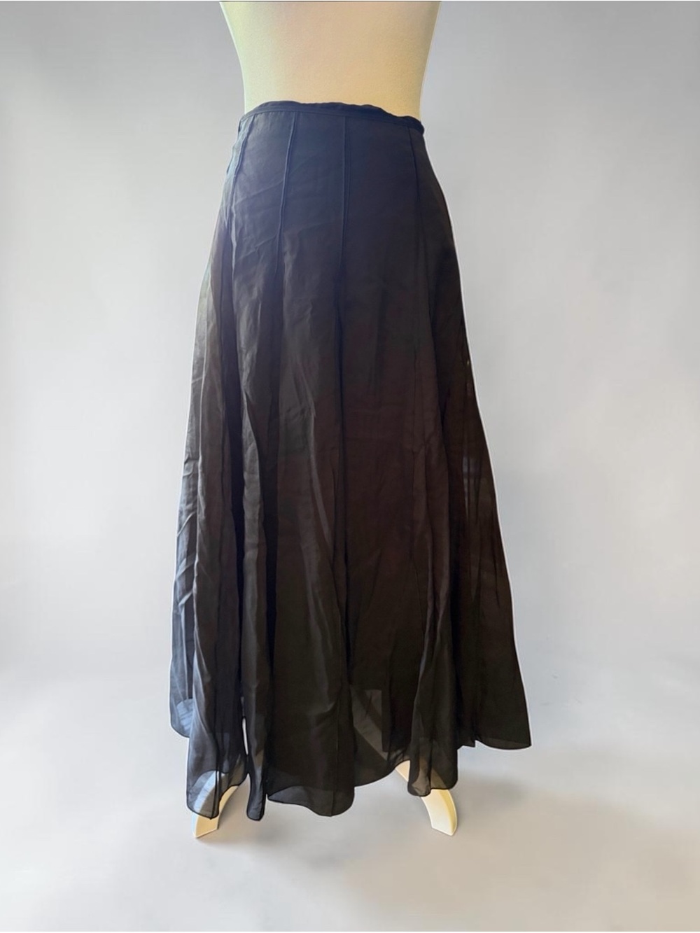 Massimo Dutti Dark Brown Sheer Midi Skirt